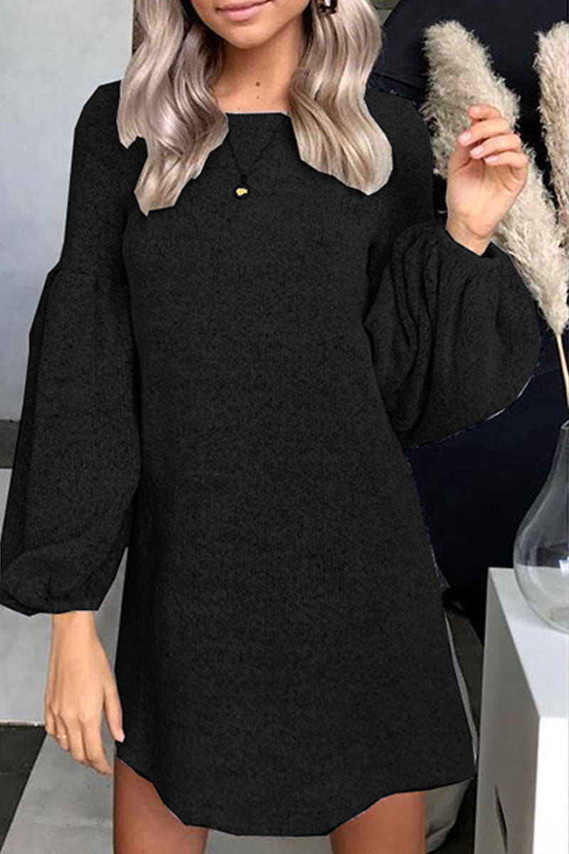 Kaynafashions - Fashion Street Solid O Neck A Line Dresses(4 colors)