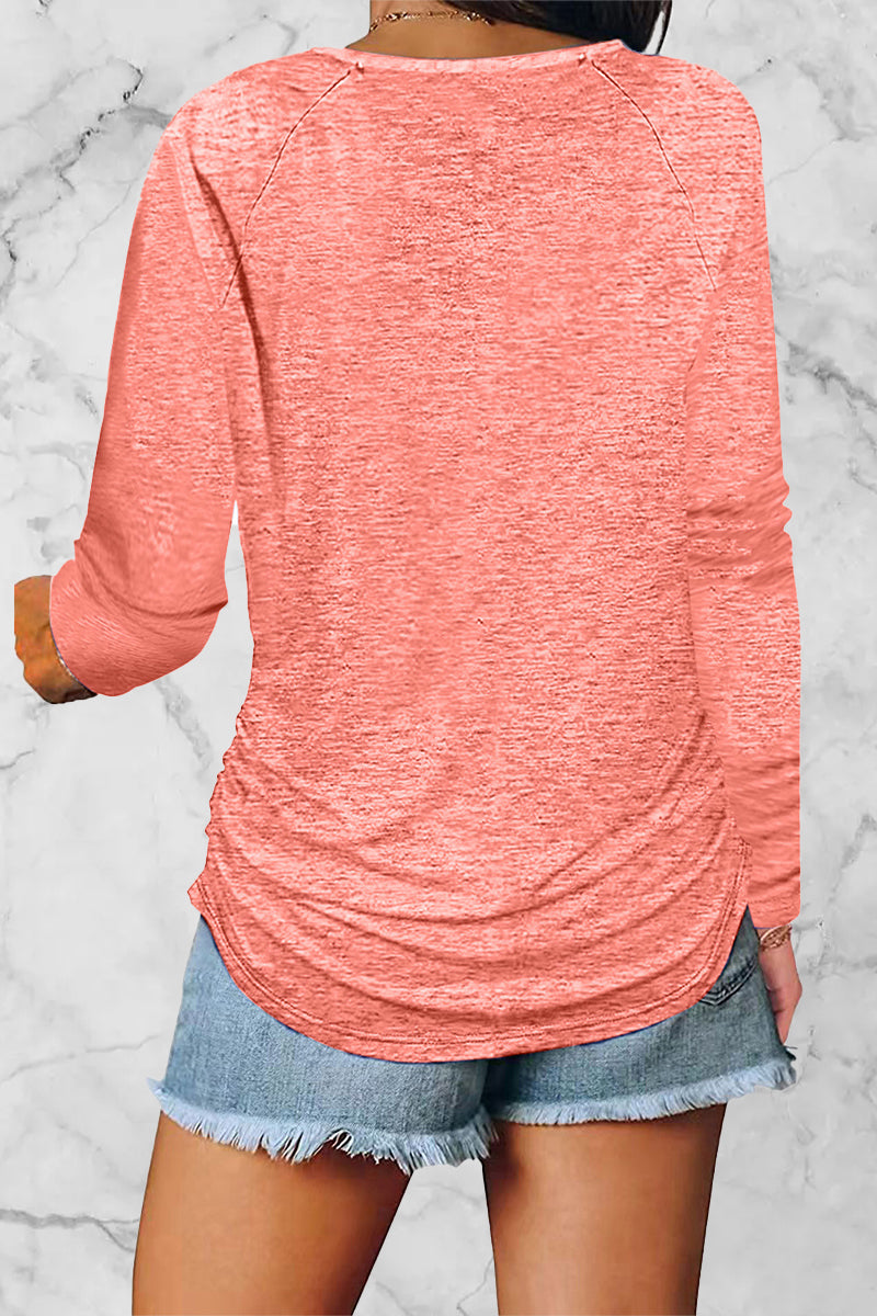 Kaynafashions - Casual Solid Fold V Neck Tops(8 Colors)