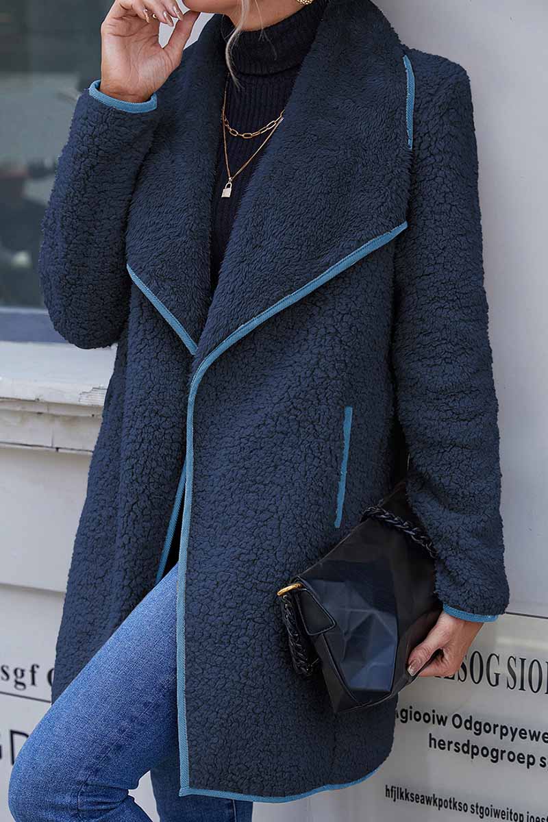 Kaynafashions - Casual Solid Patchwork Turndown Collar Outerwear