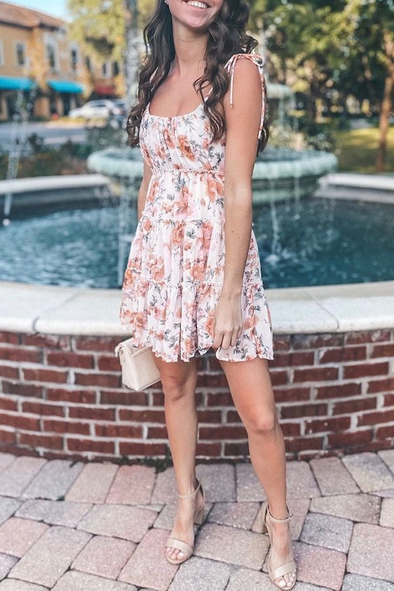 Kaynafashions - Sexy Bohemian Floral Backless U Neck Sling Dress Dresses