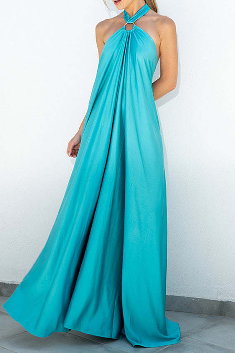 Kaynafashions - Casual Solid Patchwork Halter Straight Dresses(3 colors)