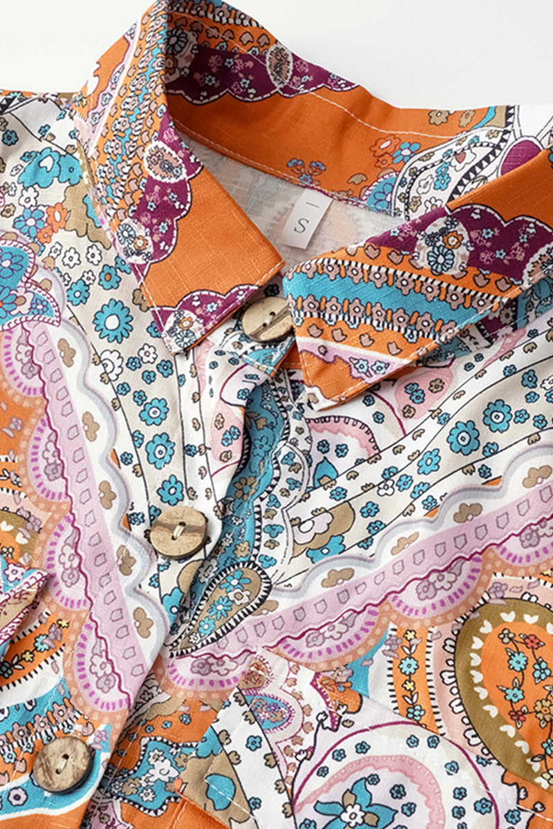 Kaynafashions - Casual College National Totem Print Patchwork Frenulum O Neck Loose Jumpsuits(3 Colors)