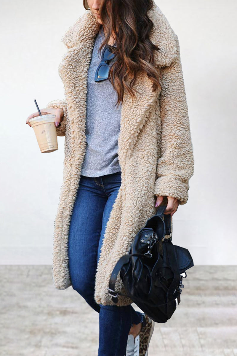 Kaynafashions - Casual Solid Patchwork Turndown Collar Outerwear