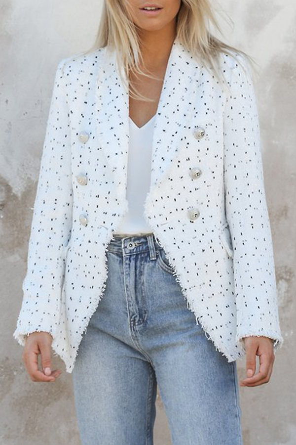 Kaynafashions - Casual Plaid Patchwork Buckle Turndown Collar Outerwear(4 colors)