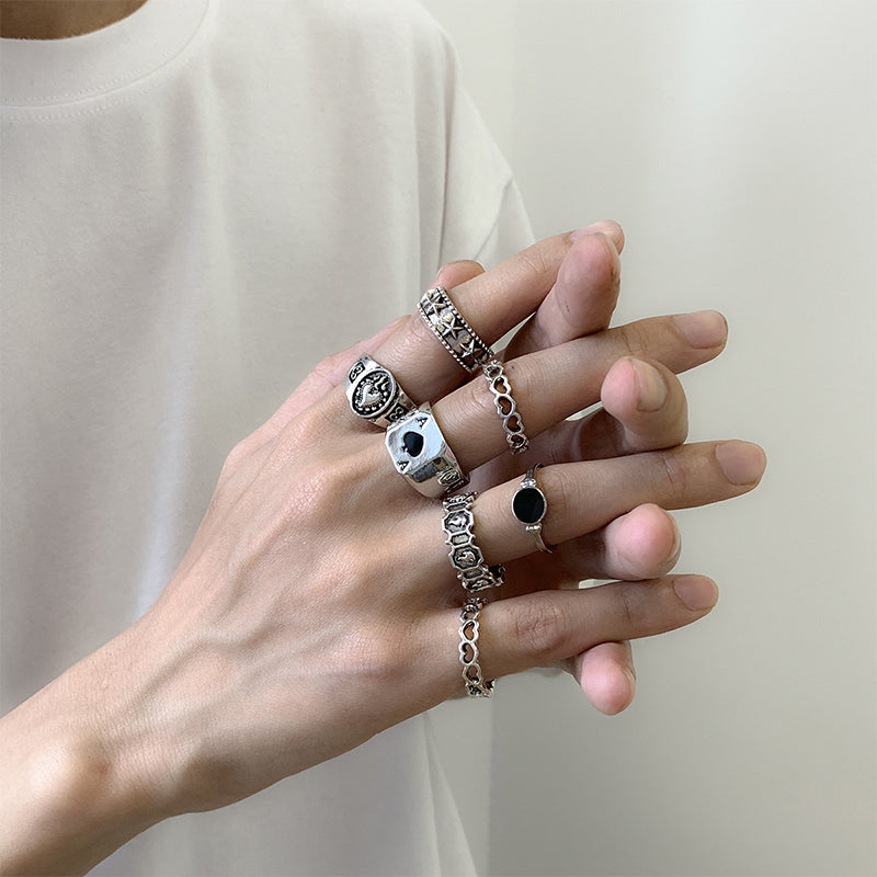 Kaynafashions - Street Geometric Hollow Ring Set