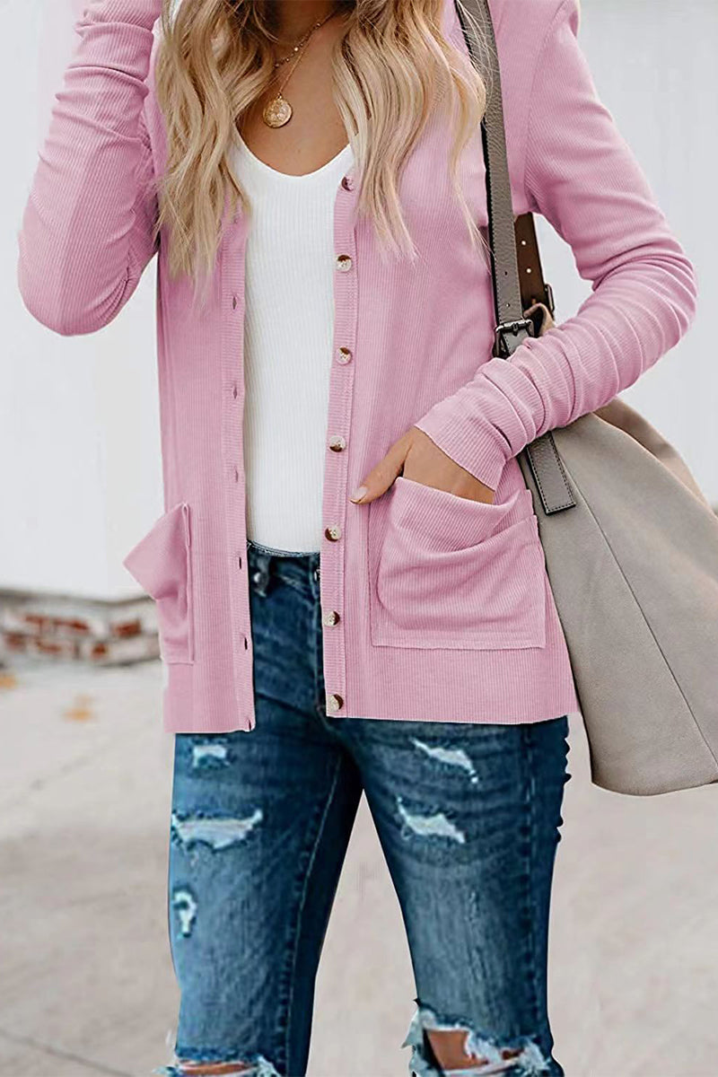 Kaynafashions - Fashion Casual Patchwork Buttons V Neck T-Shirts(6 Colors)