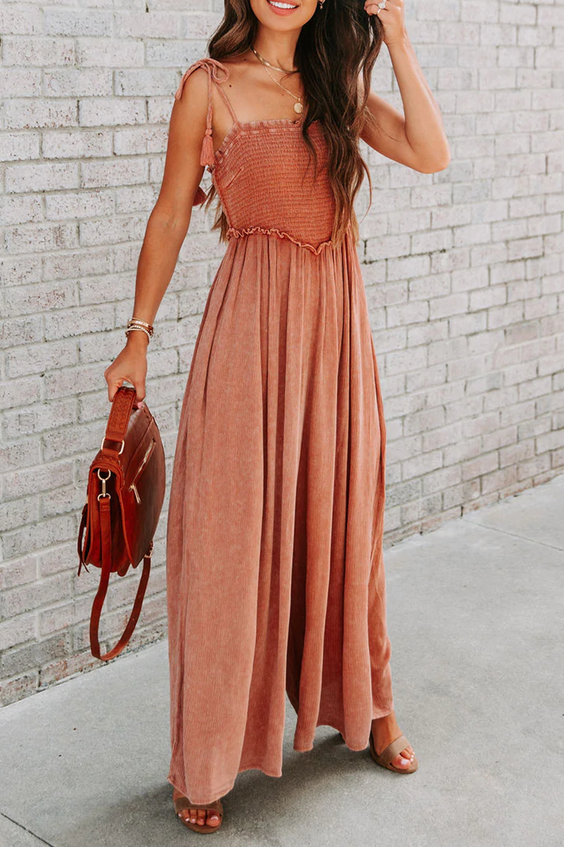 Kaynafashions - Fashion Solid Patchwork Square Collar Straight Jumpsuits