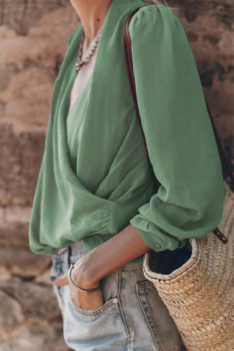 Kaynafashions - Casual Street Solid Color V Neck Tops(3 Colors)