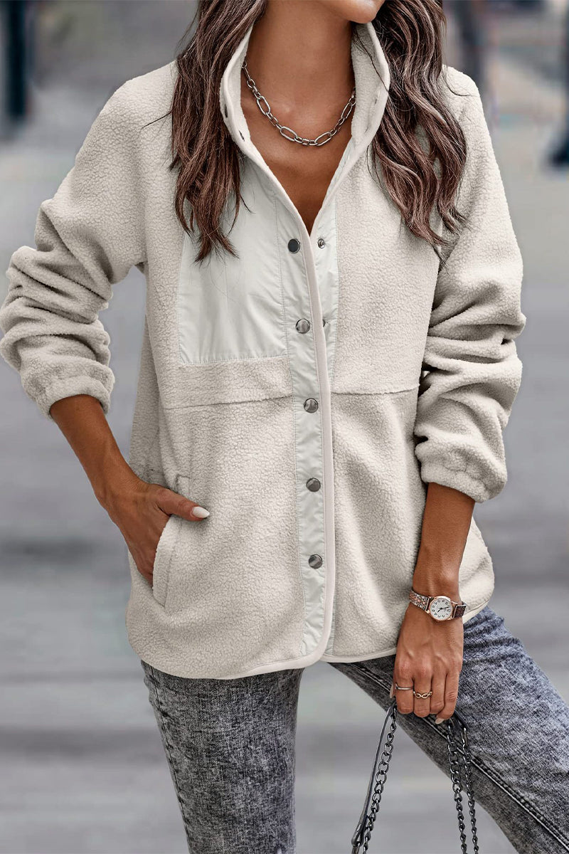 Kaynafashions - Casual Solid Patchwork Pocket Half A Turtleneck Outerwear(7 Colors)