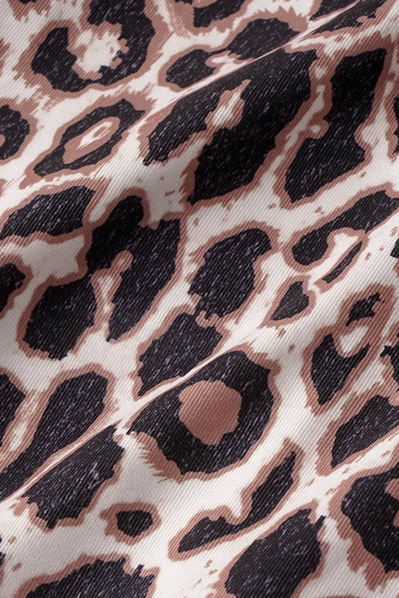 Kaynafashions - Sexy Street Animal Print Patchwork Frenulum Off the Shoulder Printed Dress Dresses(4 Colors)