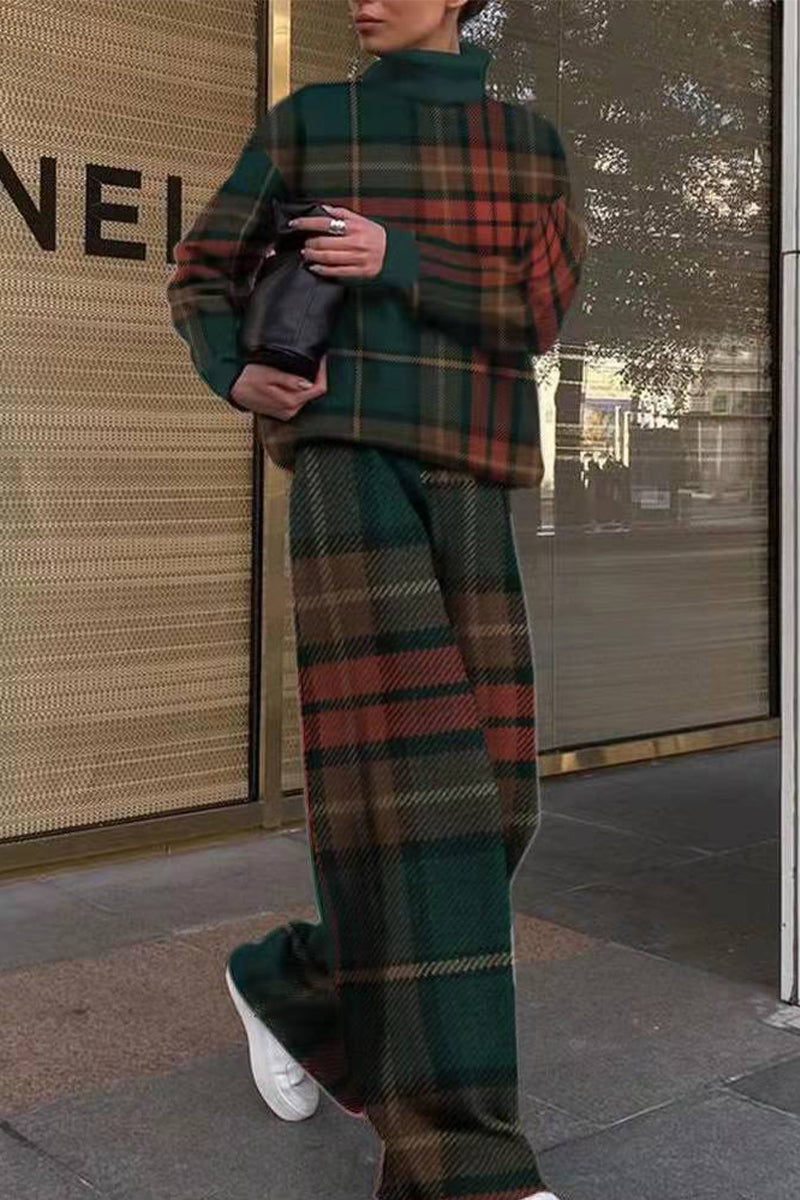 Kaynafashions - Casual Street Printing Turtleneck Long Sleeve Two Pieces(5 Colors)