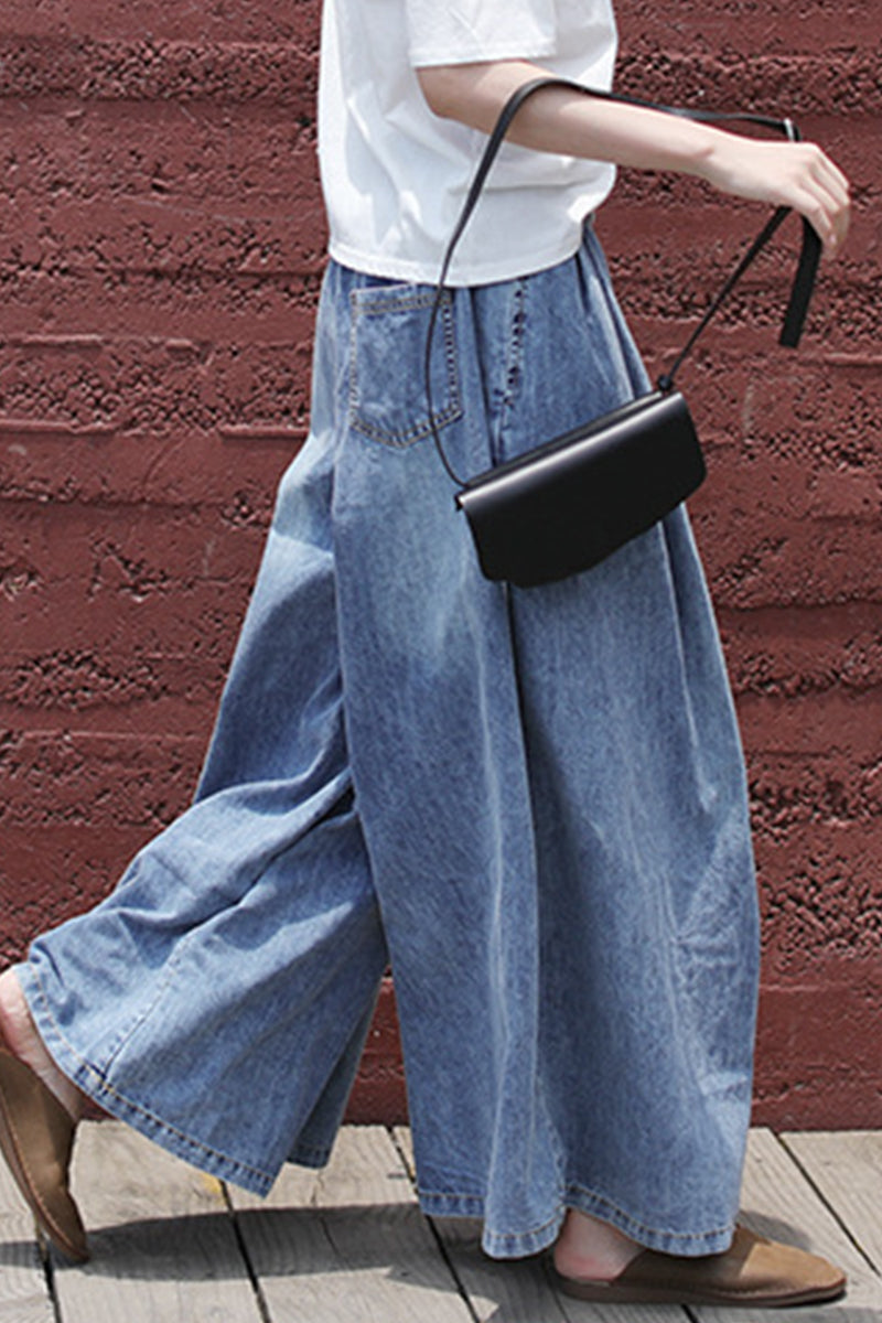 Kaynafashions - Street College Solid Frenulum High Waist Boot Cut Denim Jeans