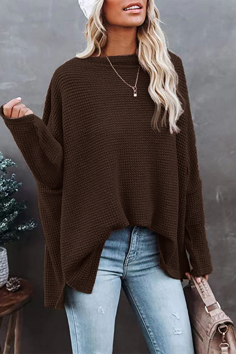 Kaynafashions - Casual Solid Solid Color Oblique Collar Sweaters(6 Colors)