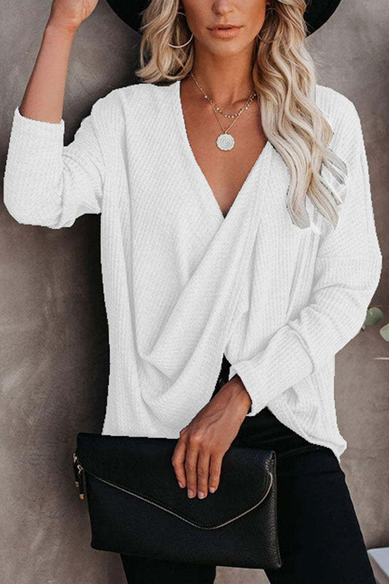 Kaynafashions - Fashion Elegant Solid V Neck Tops(4 Colors)