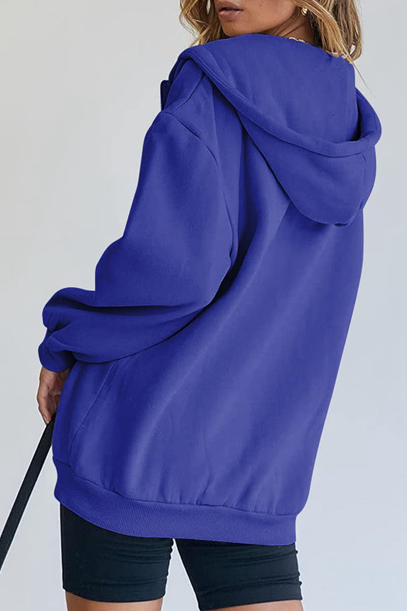 Kaynafashions - Casual Sportswear Solid Pocket Hooded Collar Outerwear