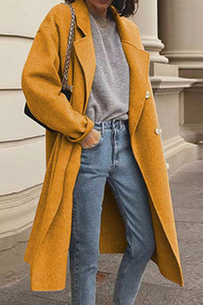 Kaynafashions - Casual Elegant Solid Buckle Turndown Collar Outerwear(6 Colors)