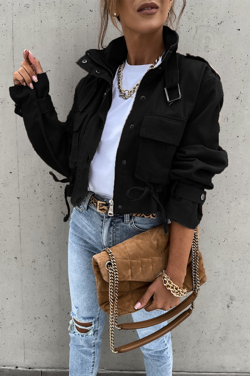 Kaynafashions - Street Solid O Neck Outerwear