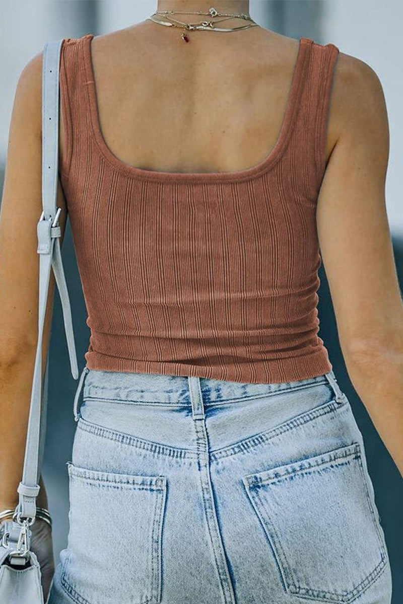 Kaynafashions - Casual Solid Patchwork Square Collar Tops