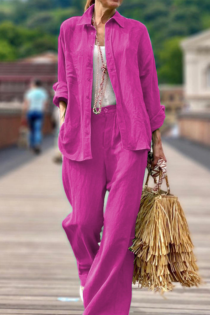 Kaynafashions - Casual Solid Color Long Sleeve Two Pieces(3 Colors)