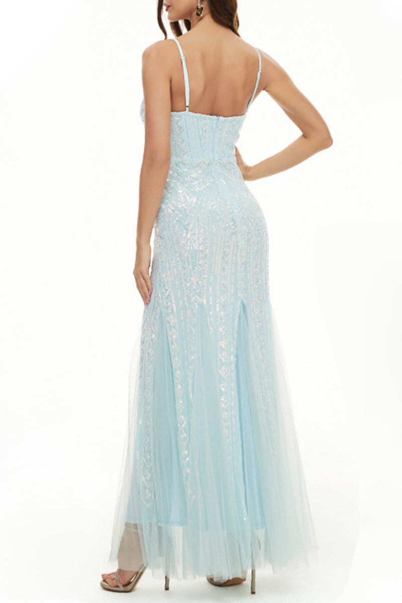 Kaynafashions - Sexy Celebrities Patchwork Sequins V Neck Evening Dress Dresses(4 Colors)