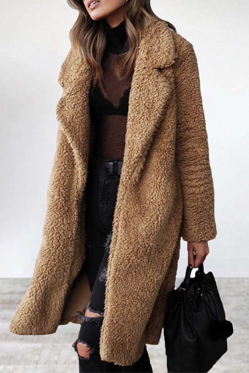 Kaynafashions - Casual Solid Patchwork Turndown Collar Outerwear