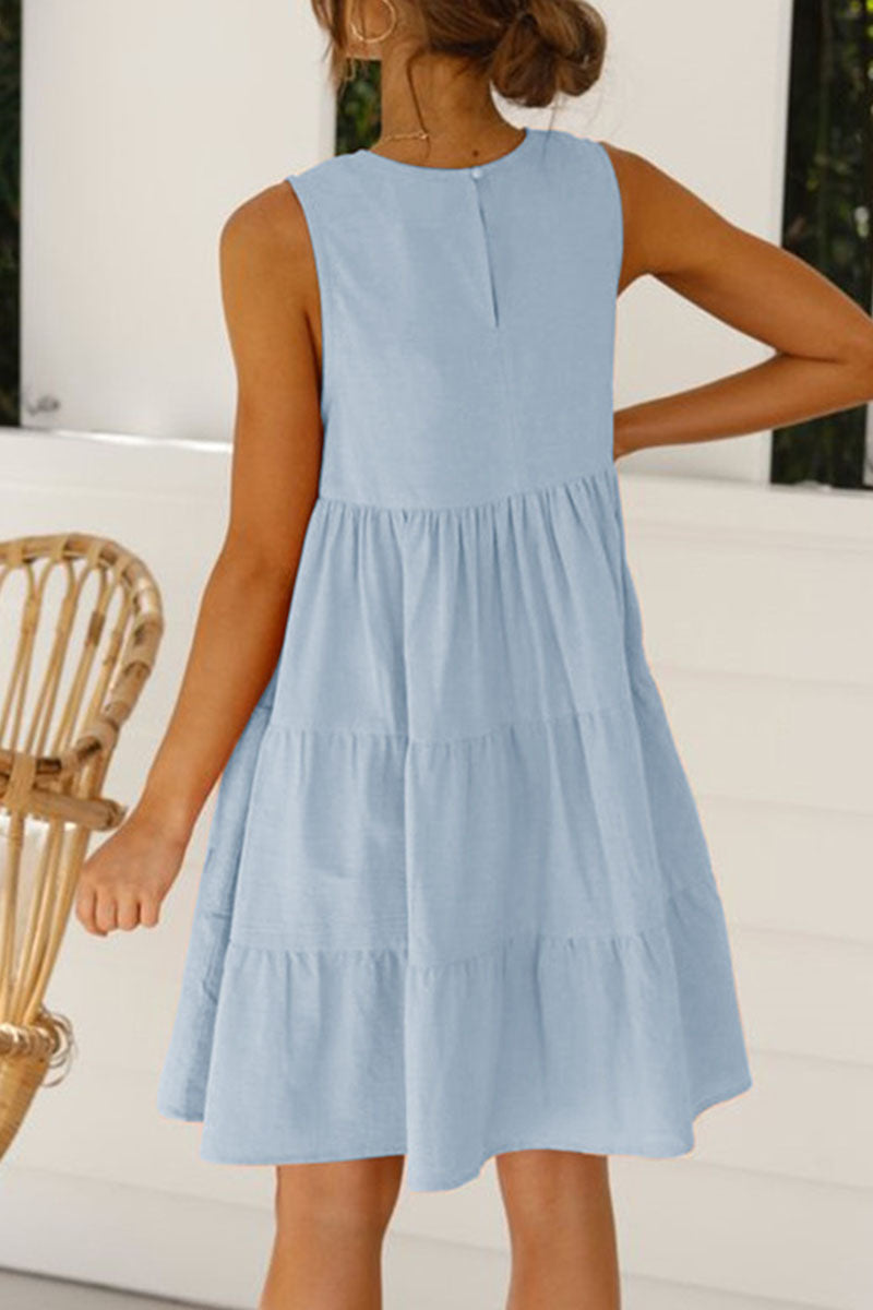 Kaynafashions - Fashion Casual Solid Patchwork O Neck Princess Dresses(6 Colors)