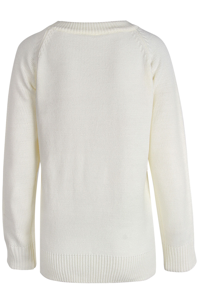 Kaynafashions - Casual Embroidery Patchwork O Neck Sweaters(4 colors)