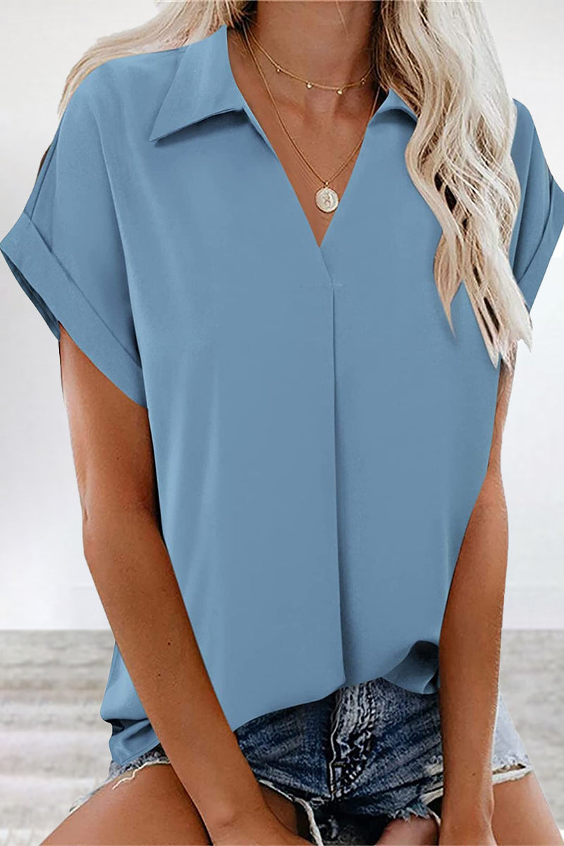 Kaynafashions - Work Simplicity Solid V Neck Blouses(5 Colors)