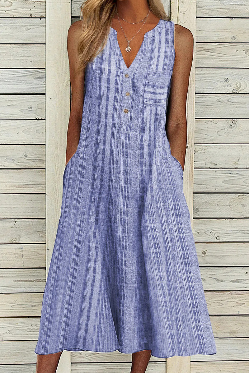 Kaynafashions - Casual Print Patchwork V Neck Straight Dresses(9 Colors)