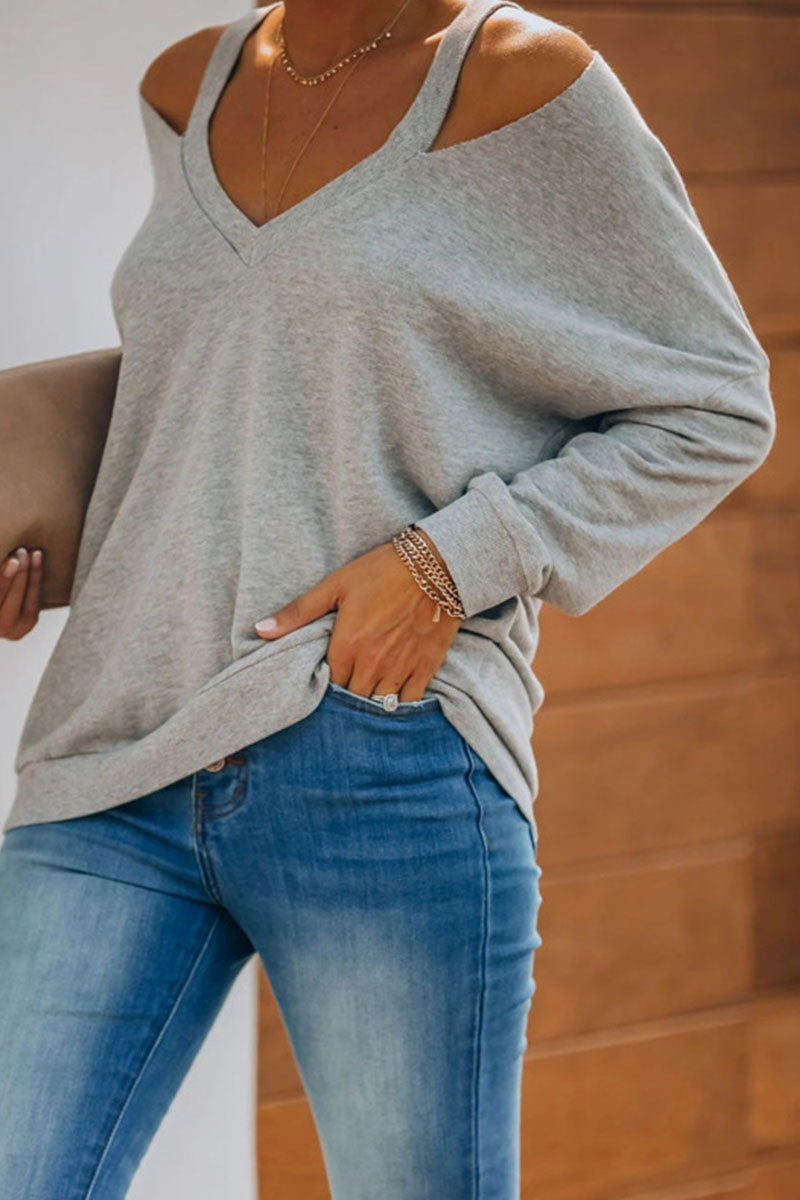 Kaynafashions - Fashion Casual Solid Patchwork V Neck Tops