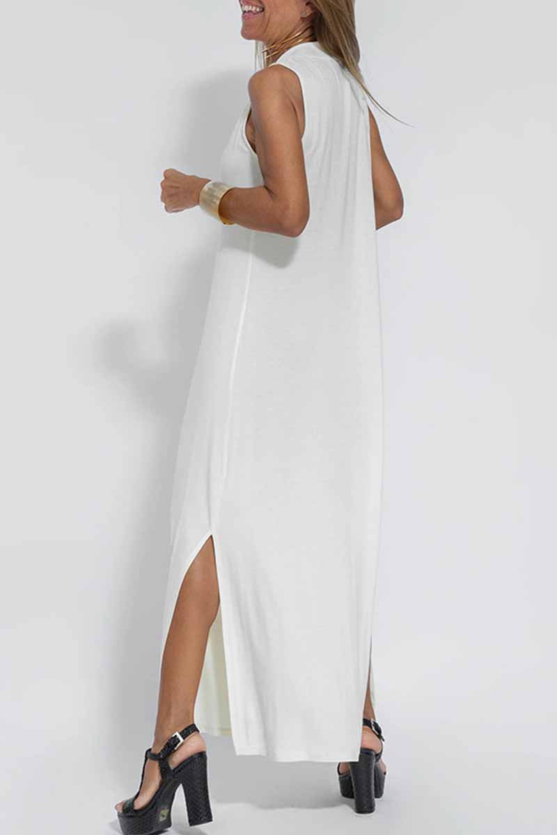 Kaynafashions - Street Solid Patchwork V Neck Vest Dress Dresses(4 Colors)