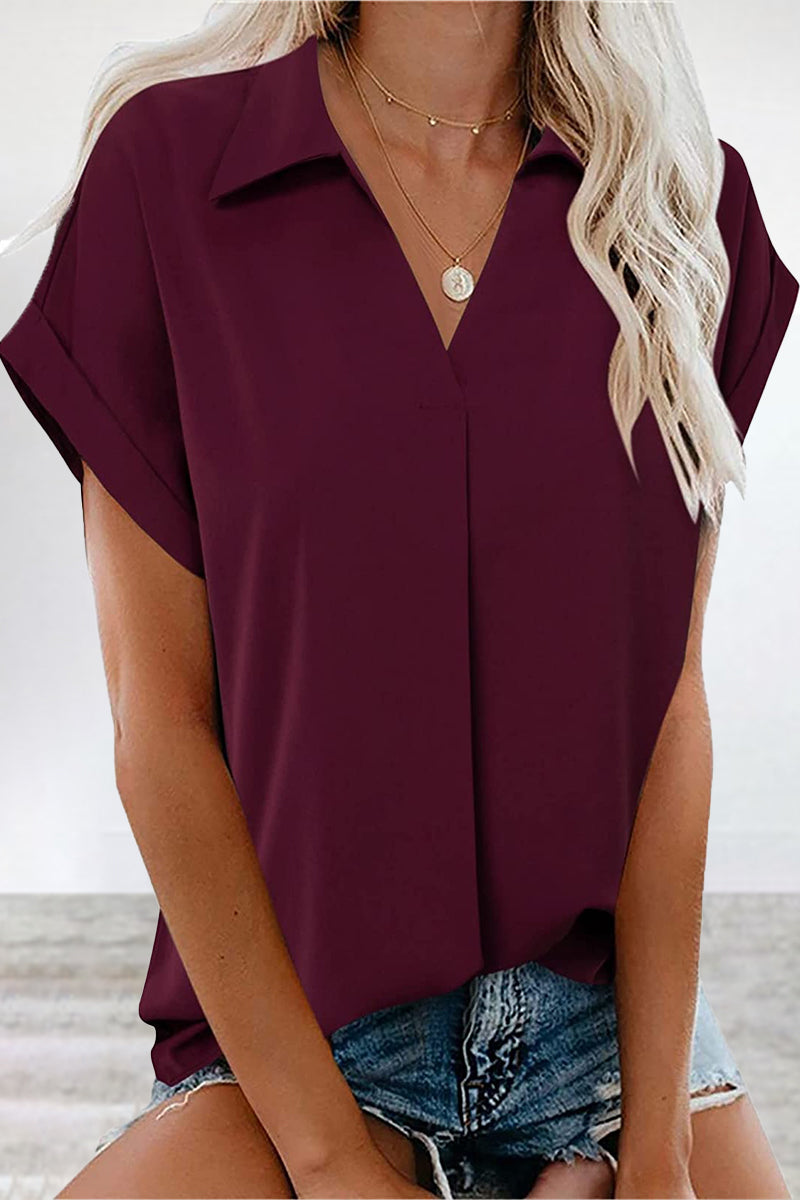 Kaynafashions - Work Simplicity Solid V Neck Blouses(5 Colors)