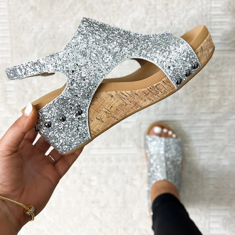 Kaynafashions - Casual Patchwork Opend Wedges Shoes