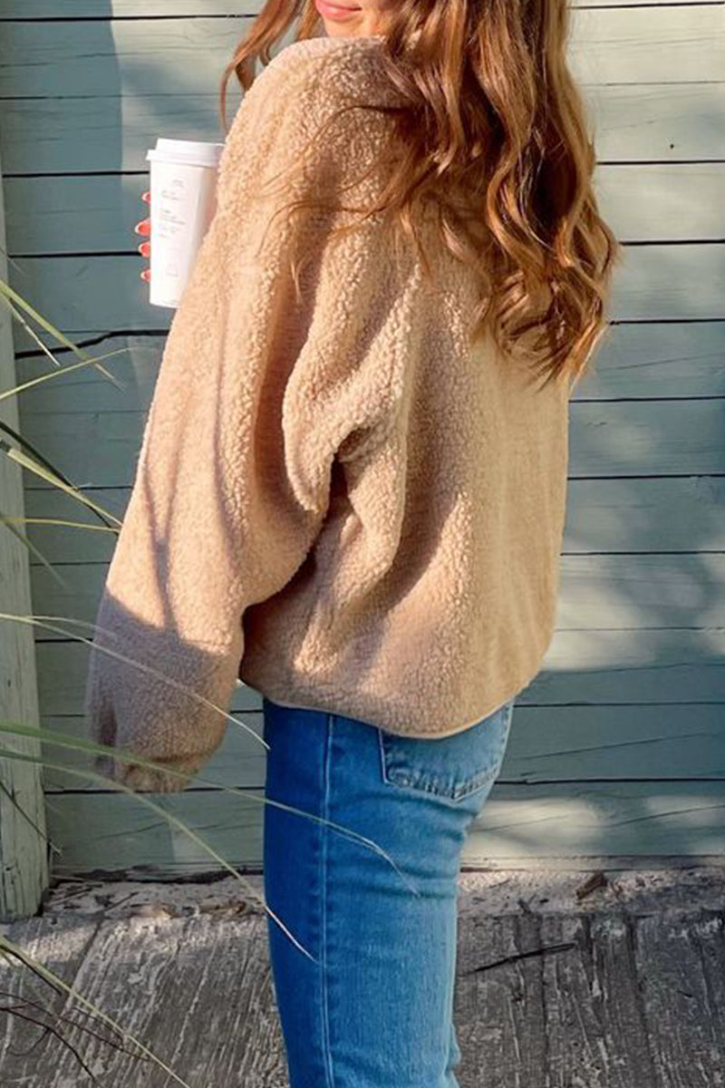 Kaynafashions - Casual Solid Patchwork Pocket Mandarin Collar Outerwear(6 Colors)