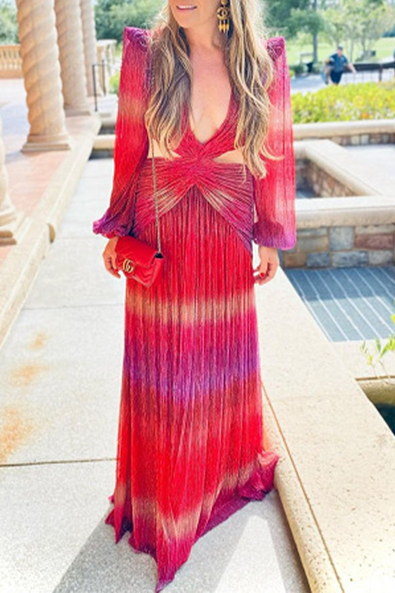 Kaynafashions - Sexy Gradual Change Backless V Neck Dresses