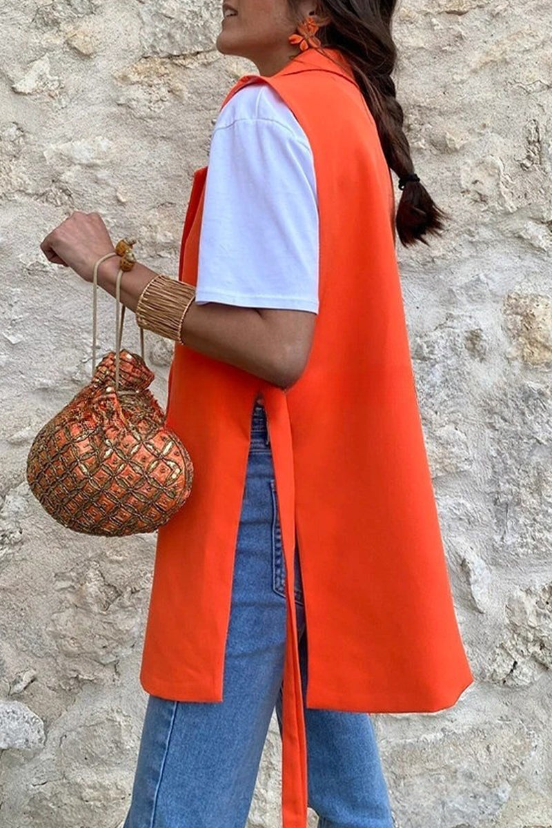 Kaynafashions - Street British Style Solid Buttons Turn-back Collar Tops