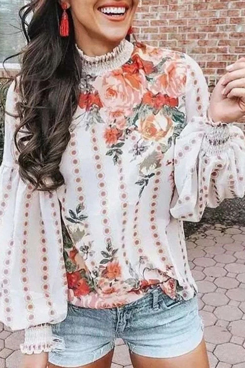 Kaynafashions - Fashion Street Print Half A Turtleneck Blouses