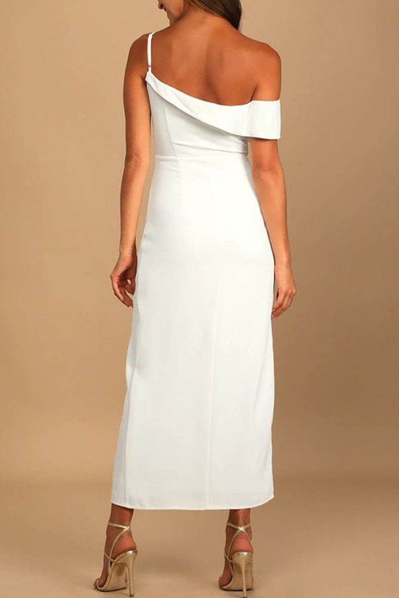 Kaynafashions - Sexy Elegant Solid Slit Asymmetrical Irregular Dress Dresses