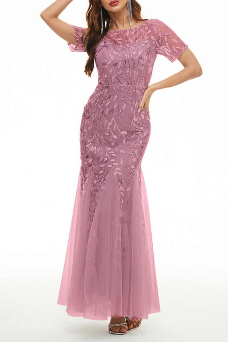 Kaynafashions - Celebrities Elegant Patchwork Sequins O Neck Evening Dress Dresses