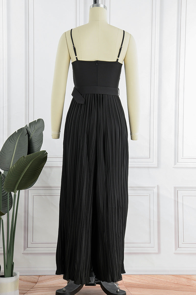 Kaynafashions - Street Solid Patchwork Spaghetti Strap Loose Jumpsuits(5 Colors)