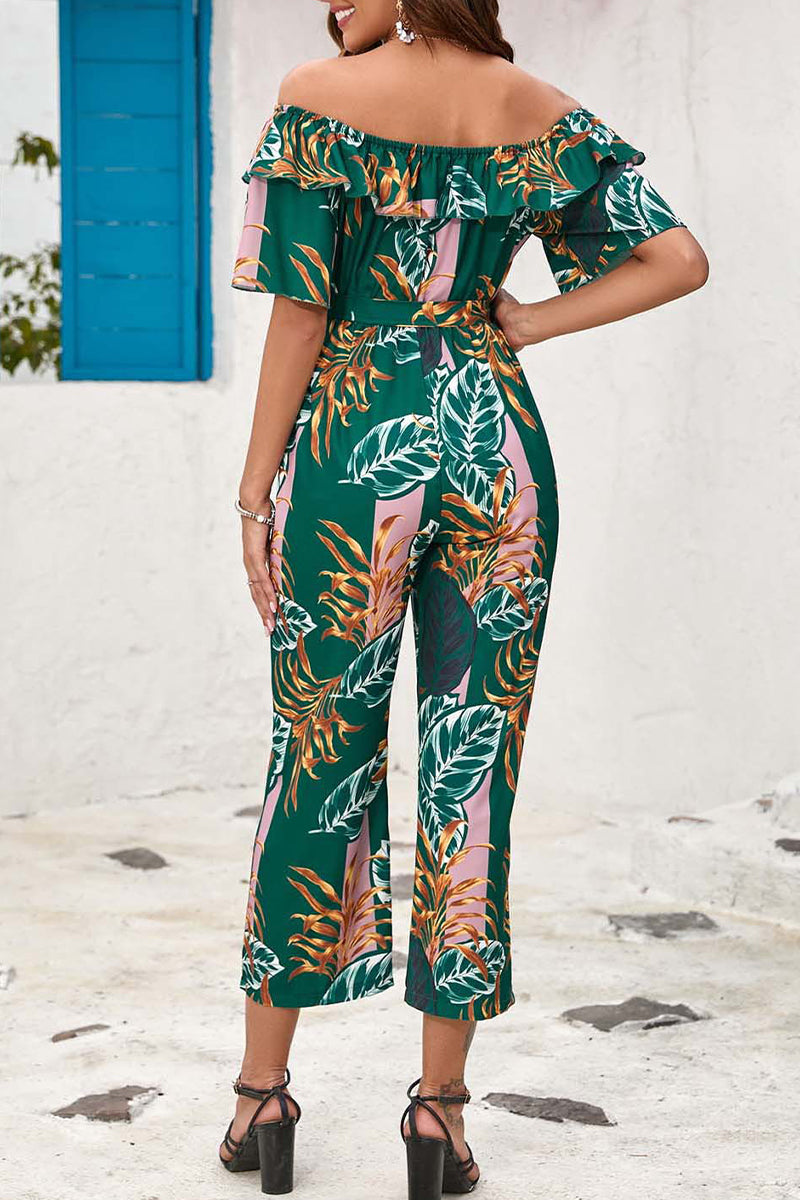 Kaynafashions - Bohemian College Floral Patchwork Flounce O Neck Loose Jumpsuits