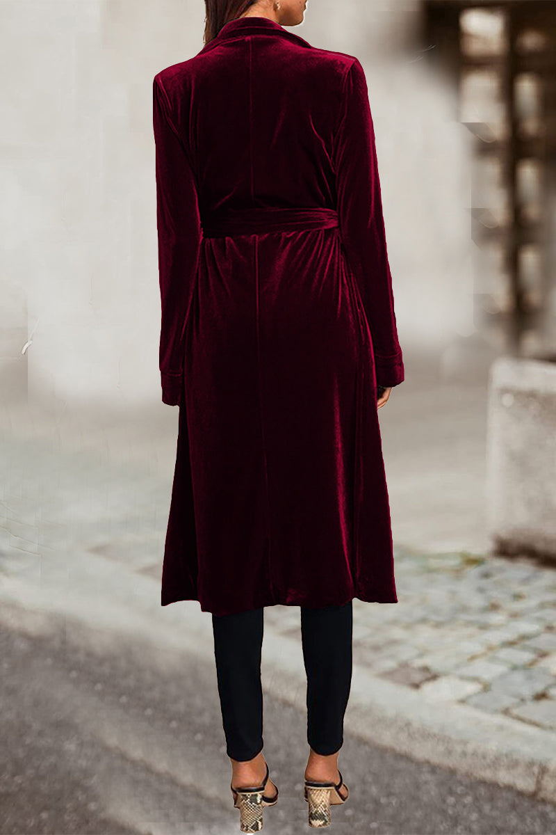 Kaynafashions - British Style Elegant Solid Pocket Turn-back Collar Outerwear