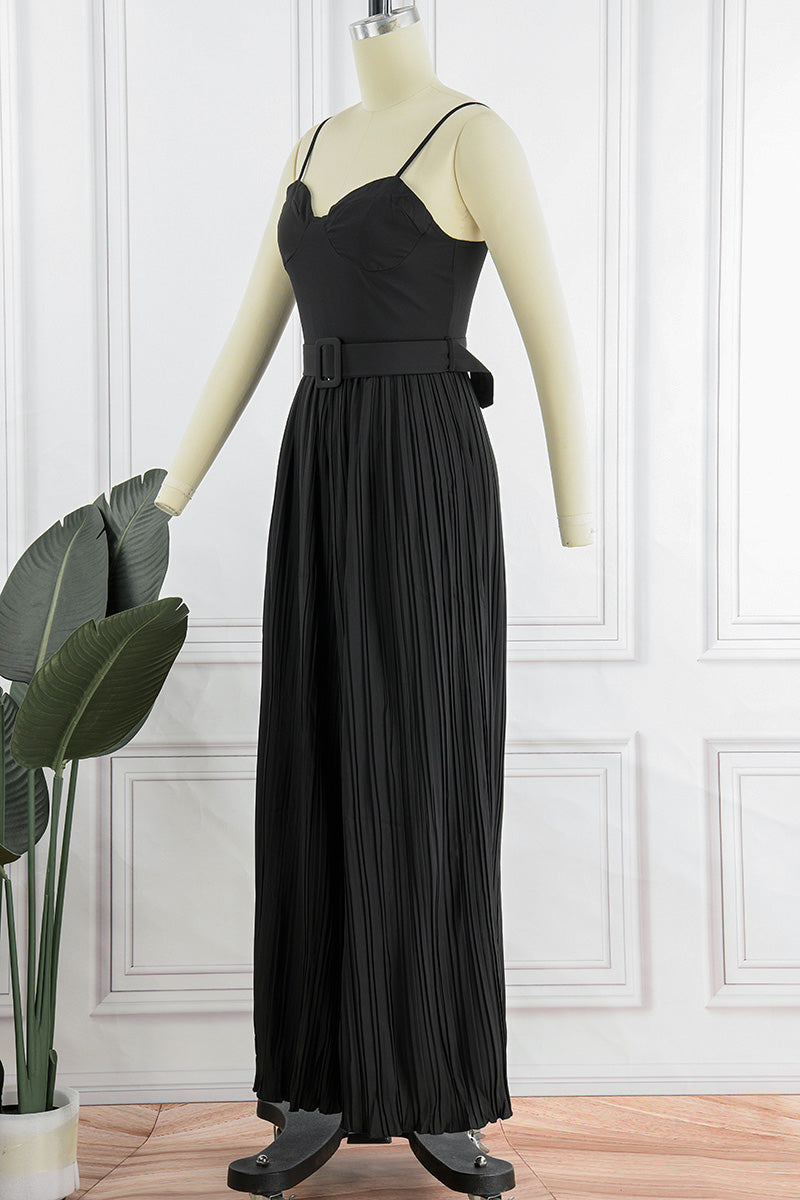 Kaynafashions - Street Solid Patchwork Spaghetti Strap Loose Jumpsuits(5 Colors)