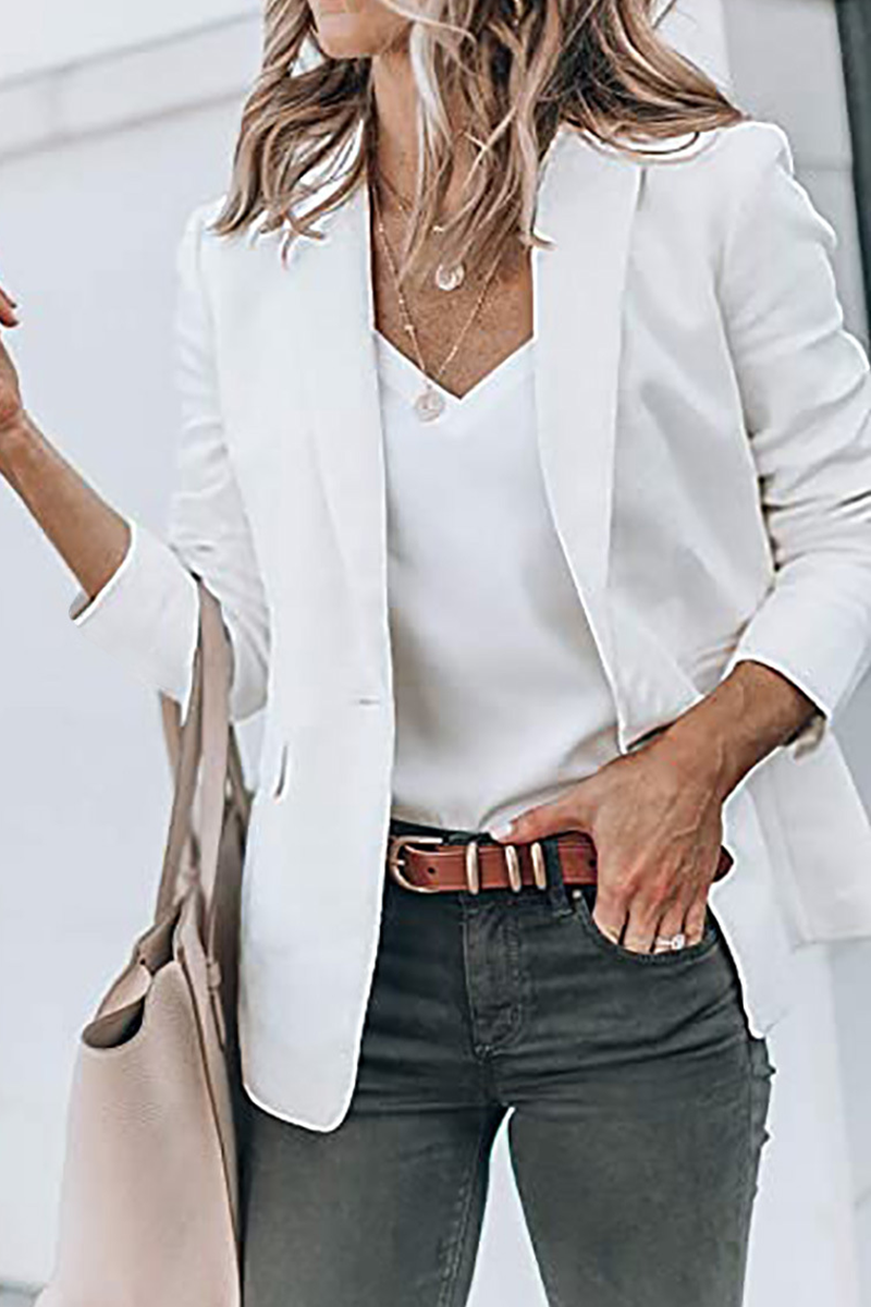 Kaynafashions - Fashion Solid Patchwork Turndown Collar Outerwear(11 colors)