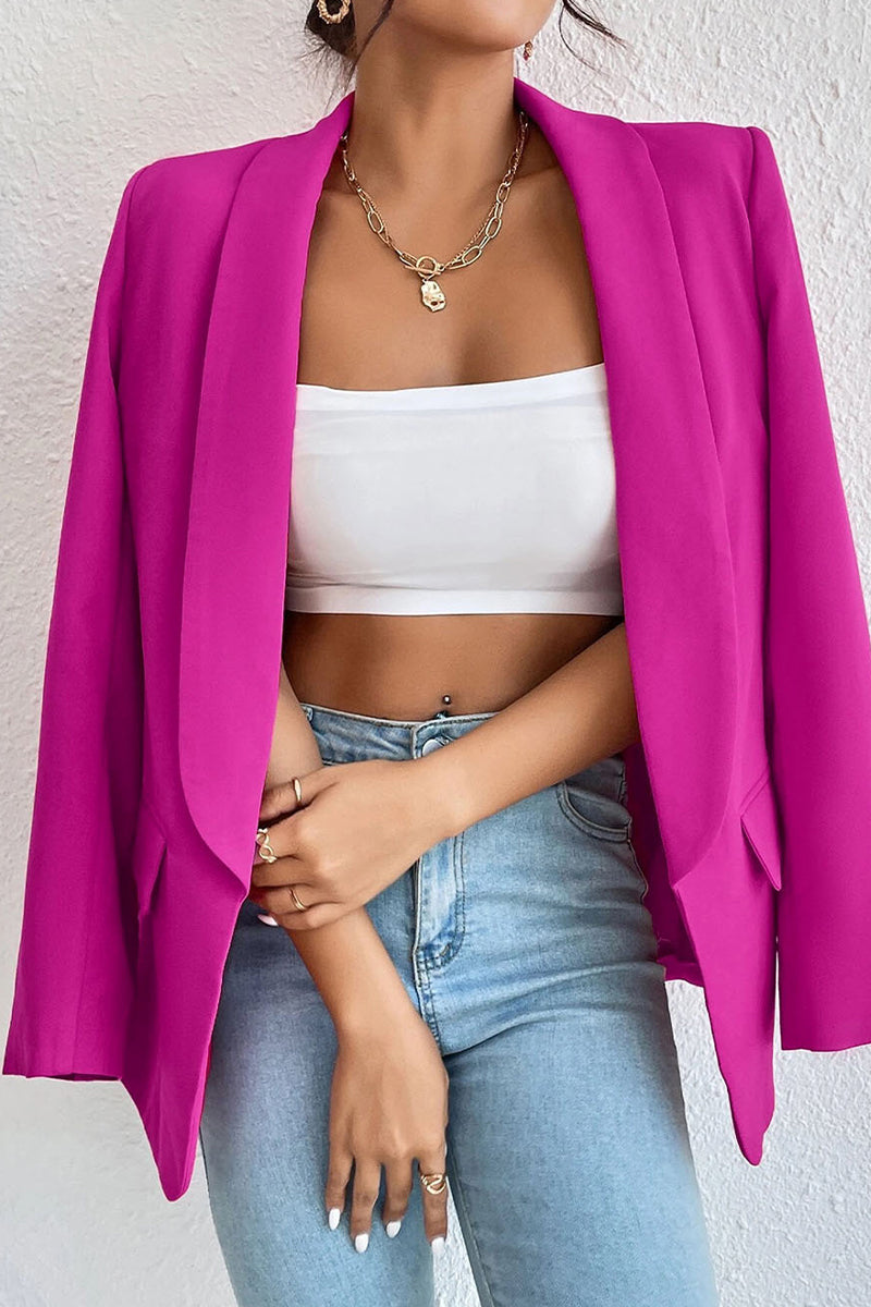 Kaynafashions - Work Solid Pocket Turn-back Collar Outerwear