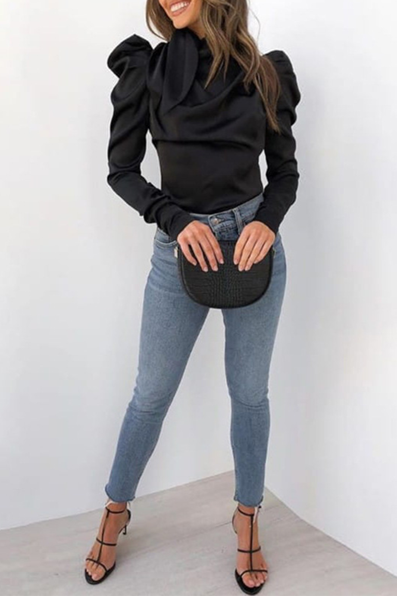 Kaynafashions - Street Solid Fold Half A Turtleneck Tops