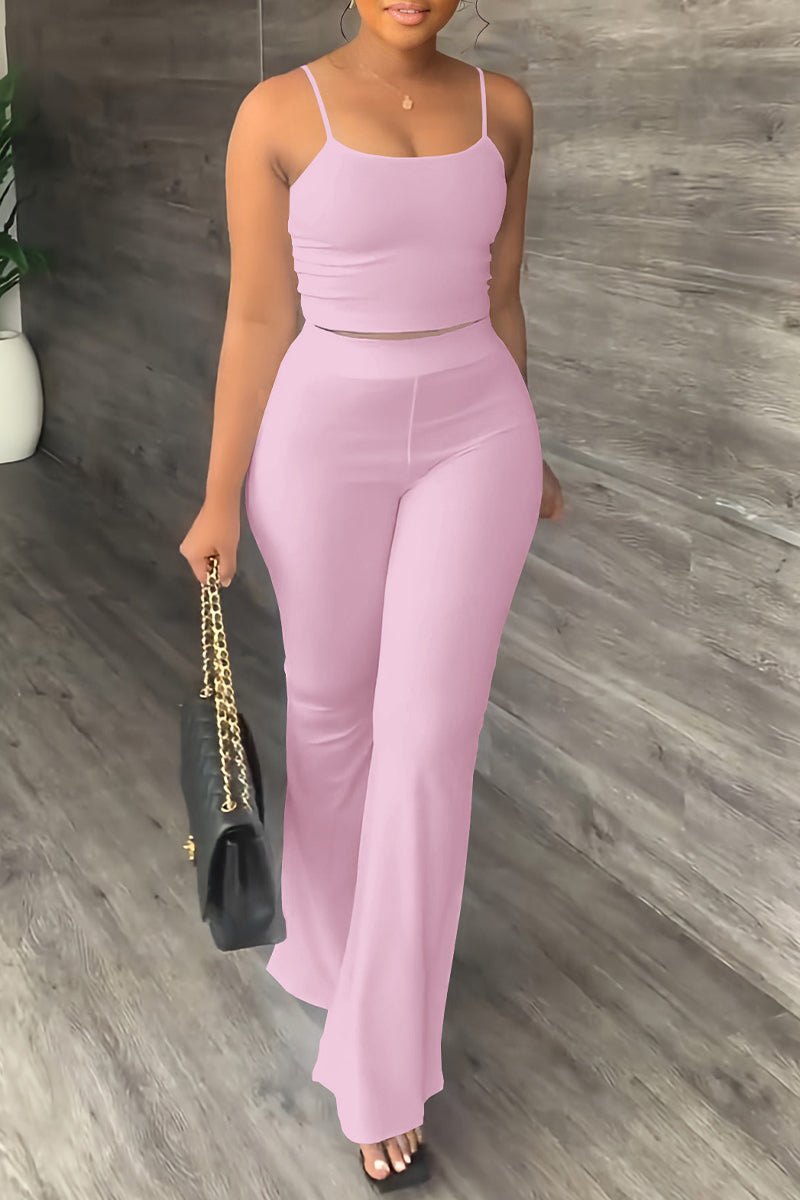 Kaynafashions - Casual Simplicity Solid Backless U Neck Sleeveless Two Pieces(4 Colors)