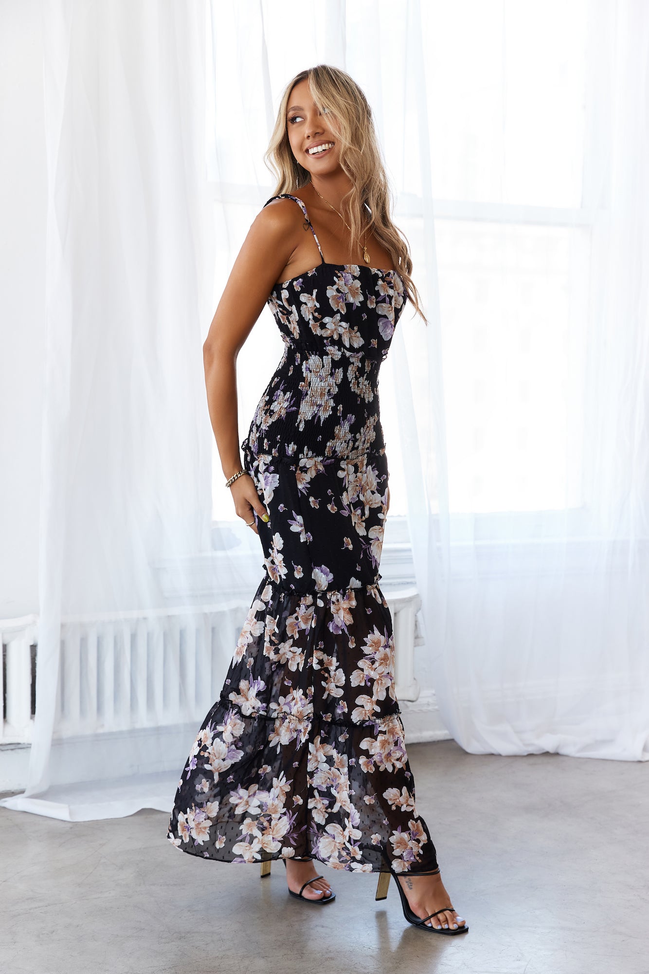 Whimsical Day Maxi Dress Black