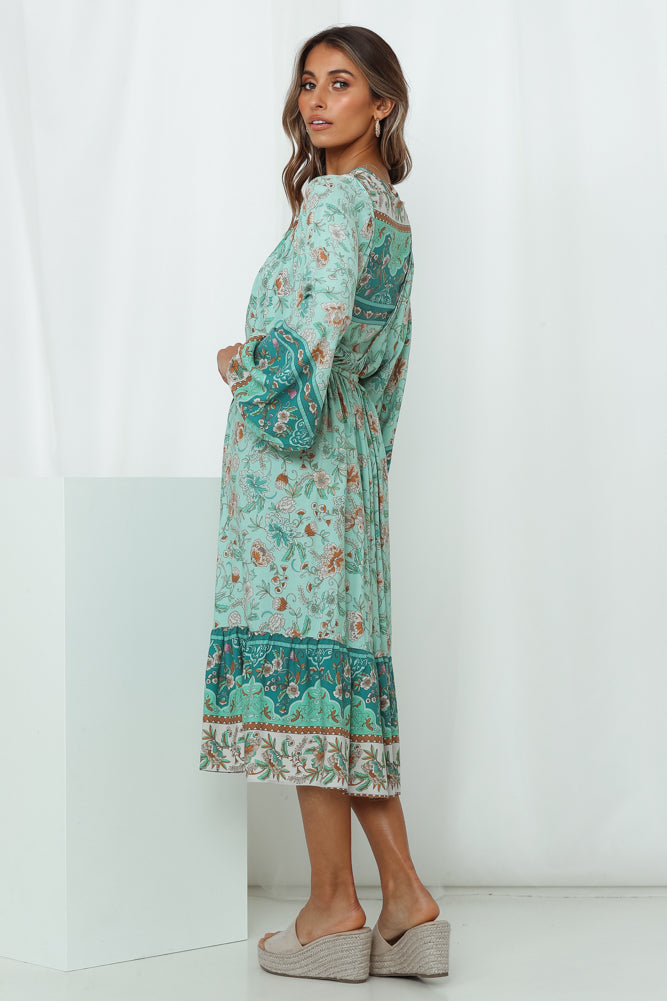 Caribbean Escape Midi Dress Aqua
