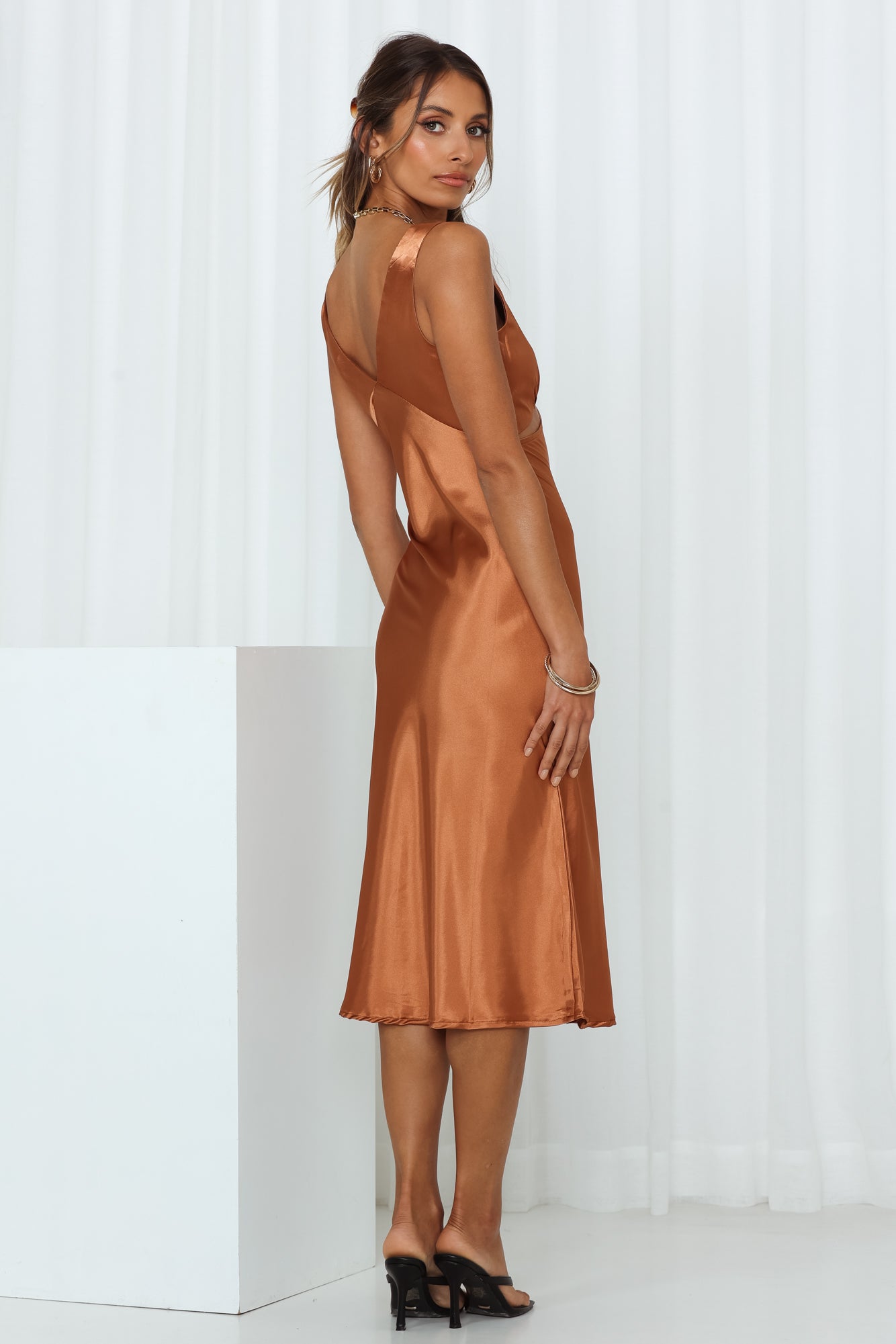Be My Sunrise Midi Dress Brown